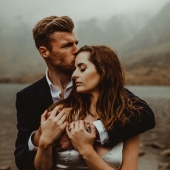 A rainy Pre wedding shoot, Cwm Idwal, Snowdonia - Bethan and Scott