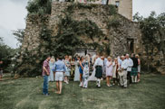 Wedding guests outdoors