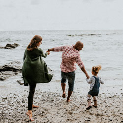 Young family on the beach