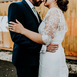 Wedding photography of couple embracing