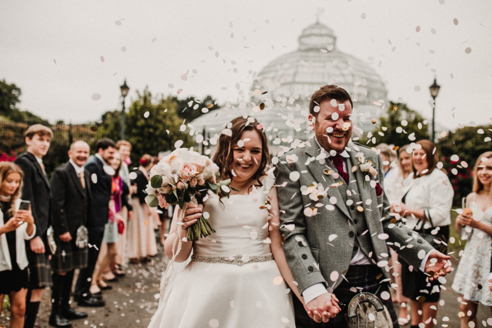 sefton palm house wedding day confetti