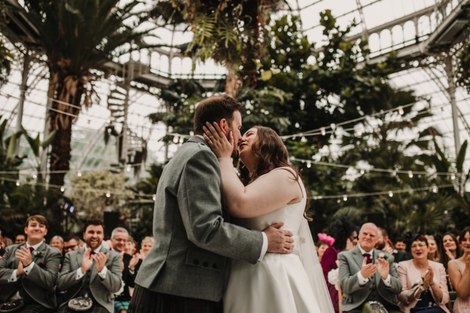 first kiss sefton palm house wedding