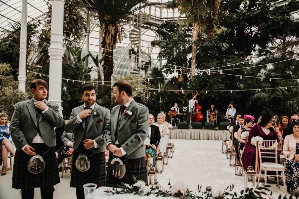 groom and ushers waiting fro bride before ceremony