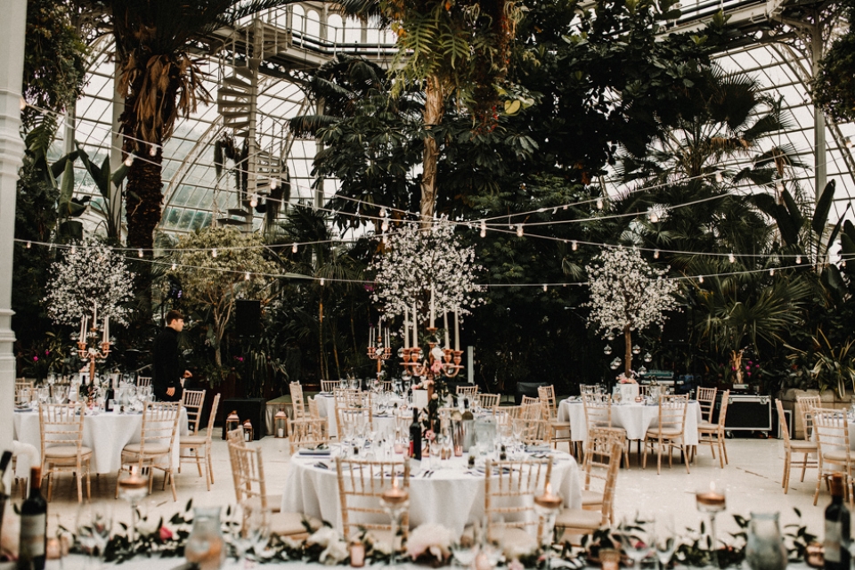 sefton palm house wedding venue set up wedding breakfast