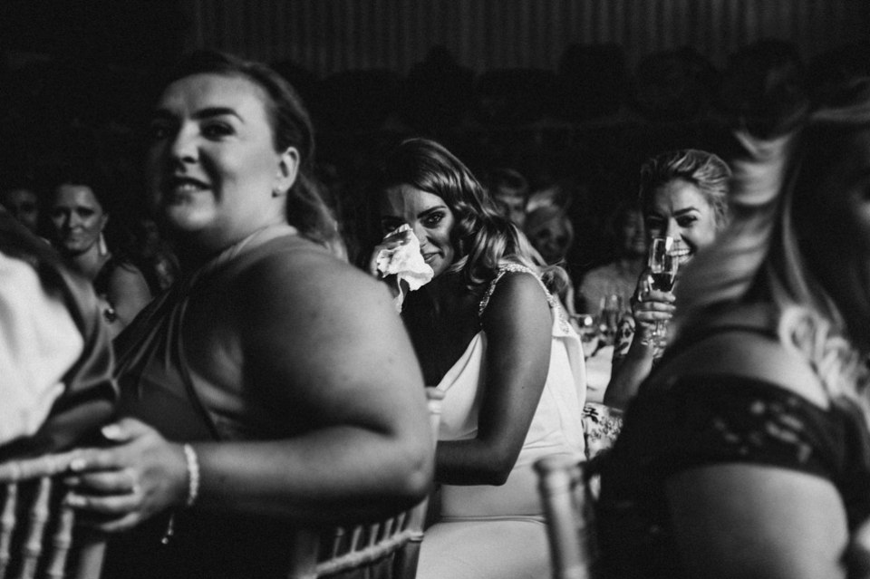 bride crying at the speeches