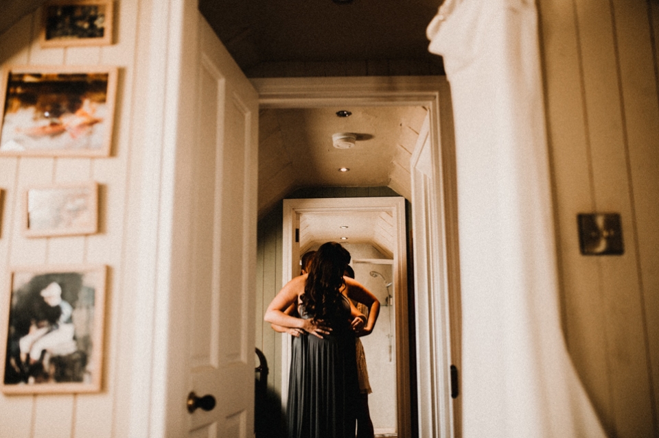 bridesmaids getting ready during bridal prep at Clenaghans hotel