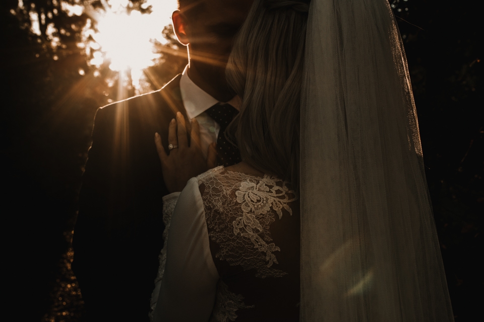 beautiful golden hour lighting at wedding , shropshire