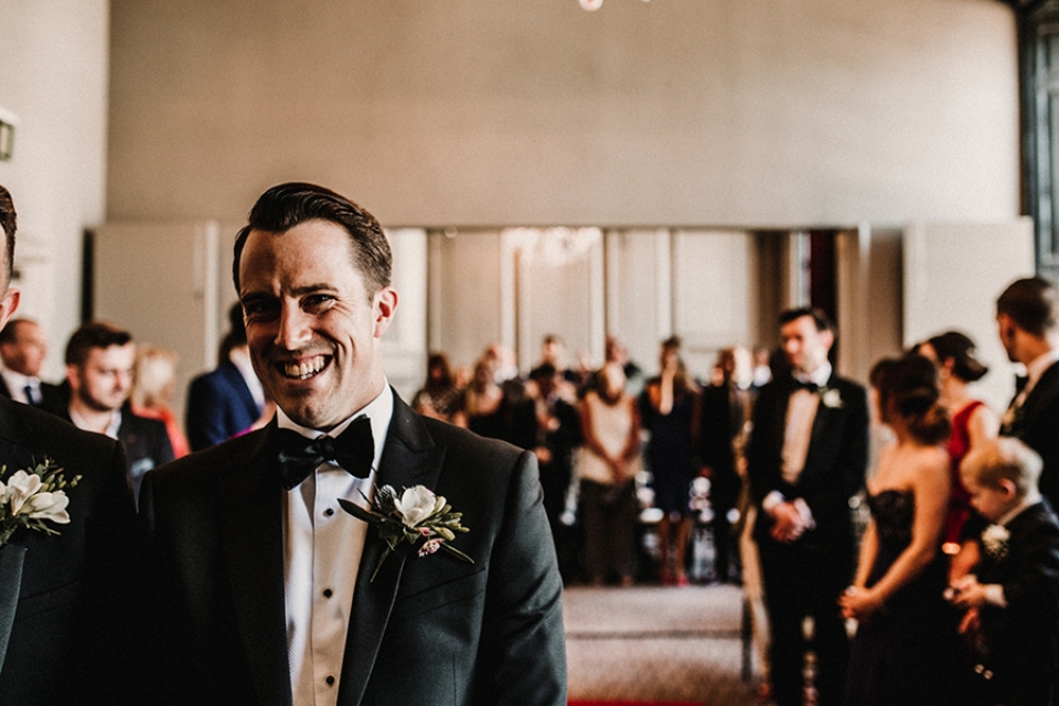 the groom waiting nervously prior to the ceremony