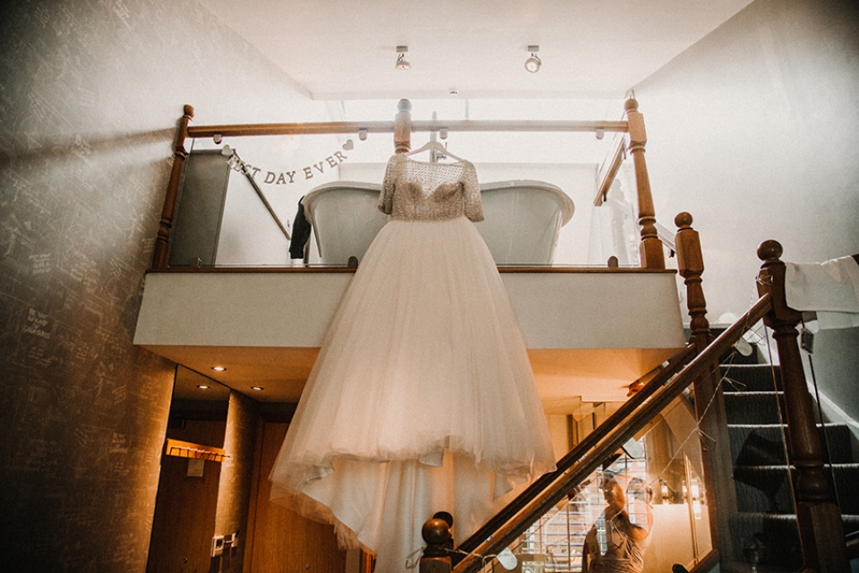 maggie sottero dress at odd fellows wedding venue