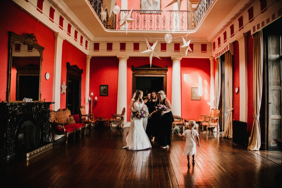 bride and bridesmaids moments before the ceremony