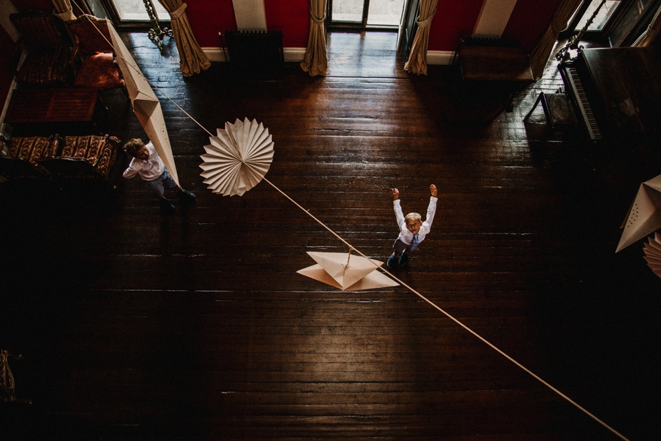 page boy excited before the wedding ceremony buckland house