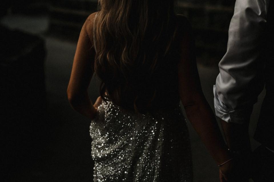 asos wedding dress with gold leaf bridal hair piece 