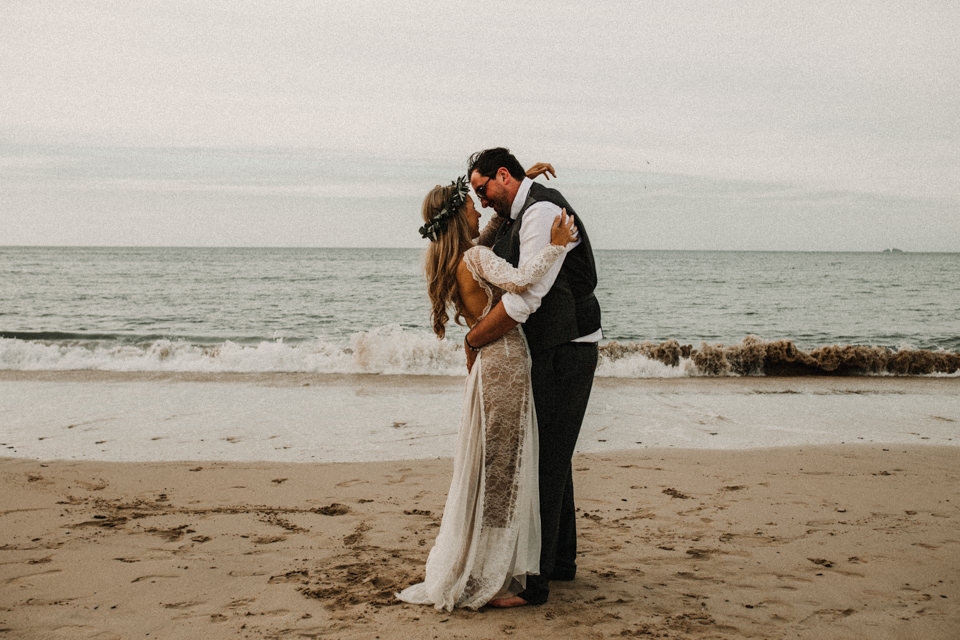 romantic couple shoot on the beach in st ives , south cornwall