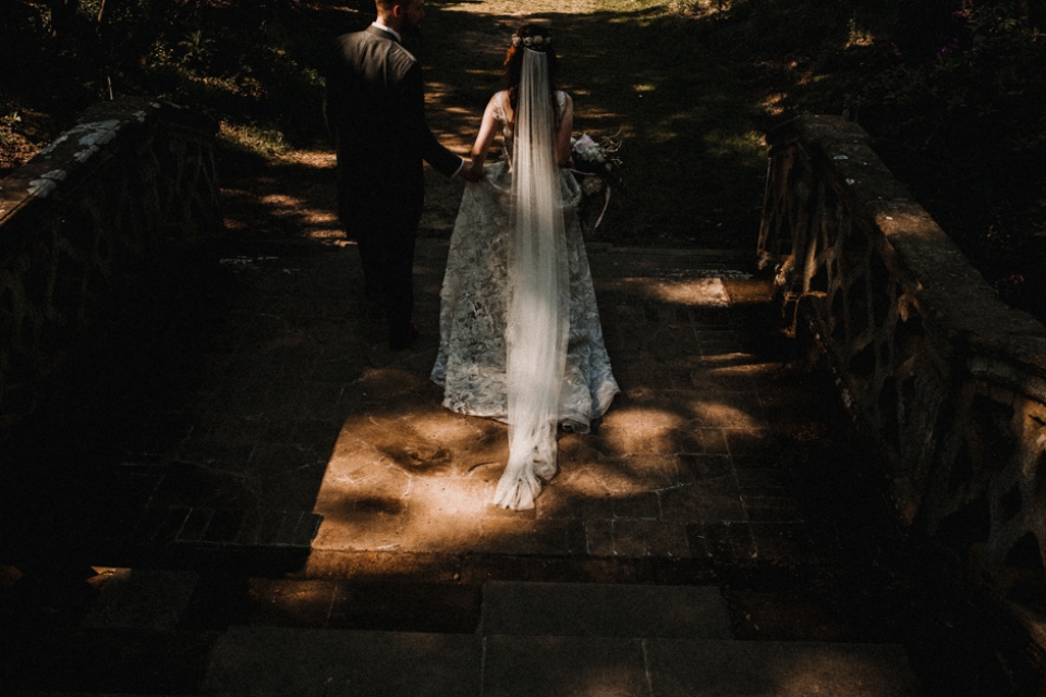 walking down the steps at the italian gardens , Hever Castle