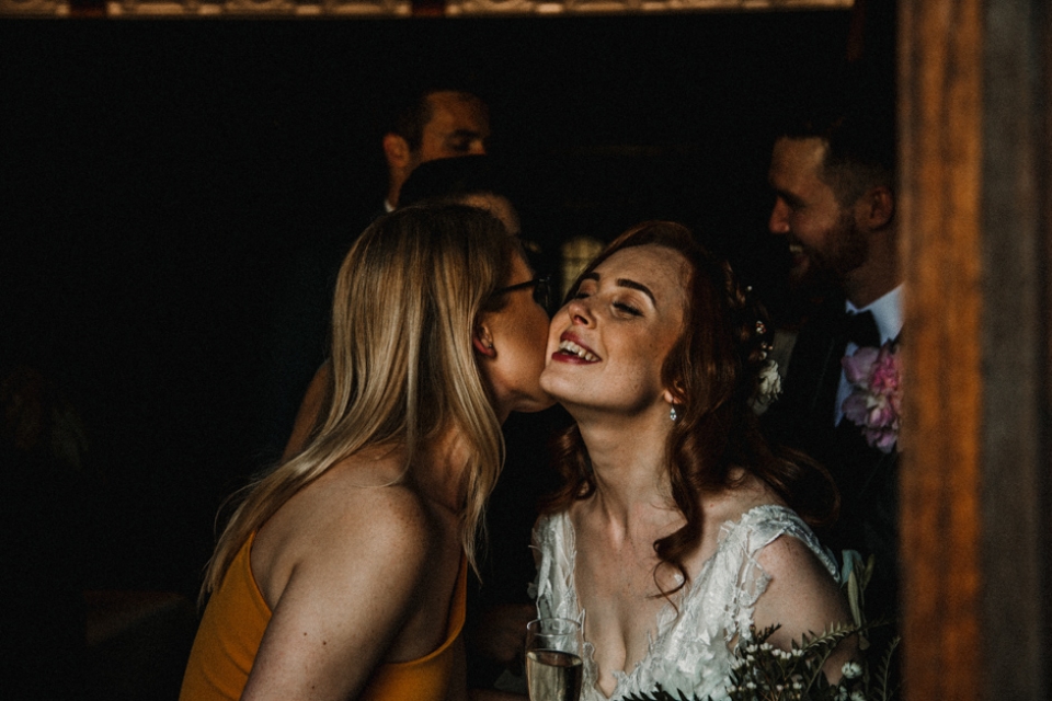 guests greeting the bride