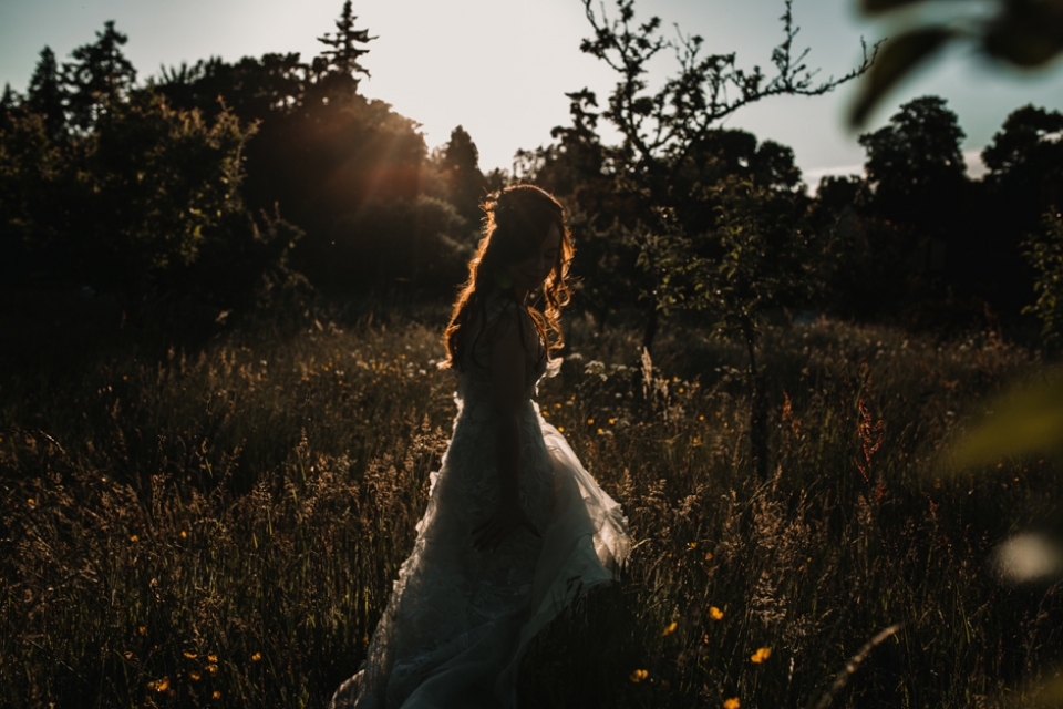 portrait of bride in italian gardens at hever castle in kent