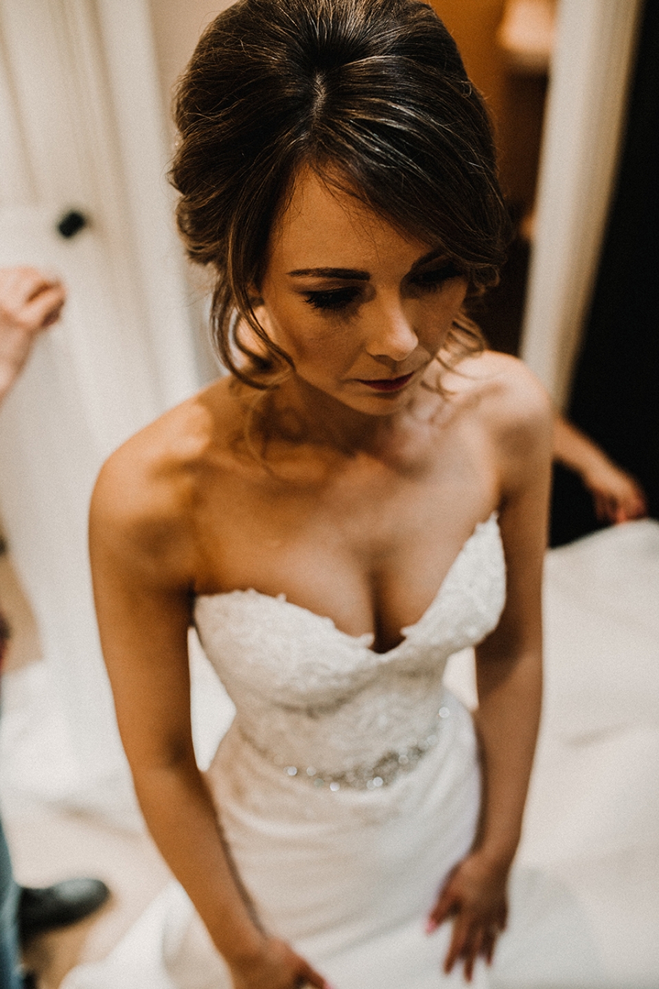 bride getting ready at the lodge , comberemere