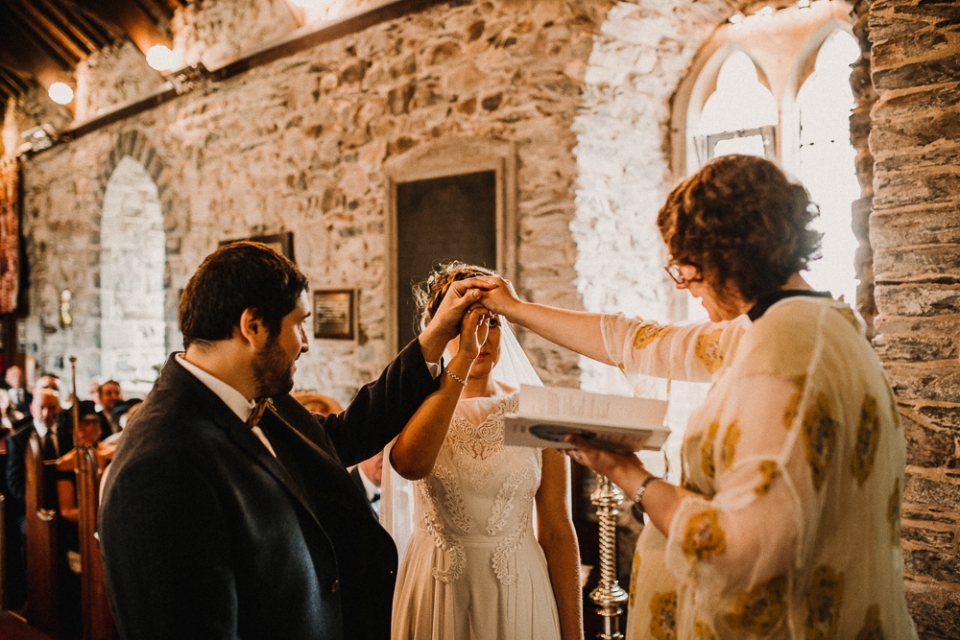 wedding ceremony in llanbedr church