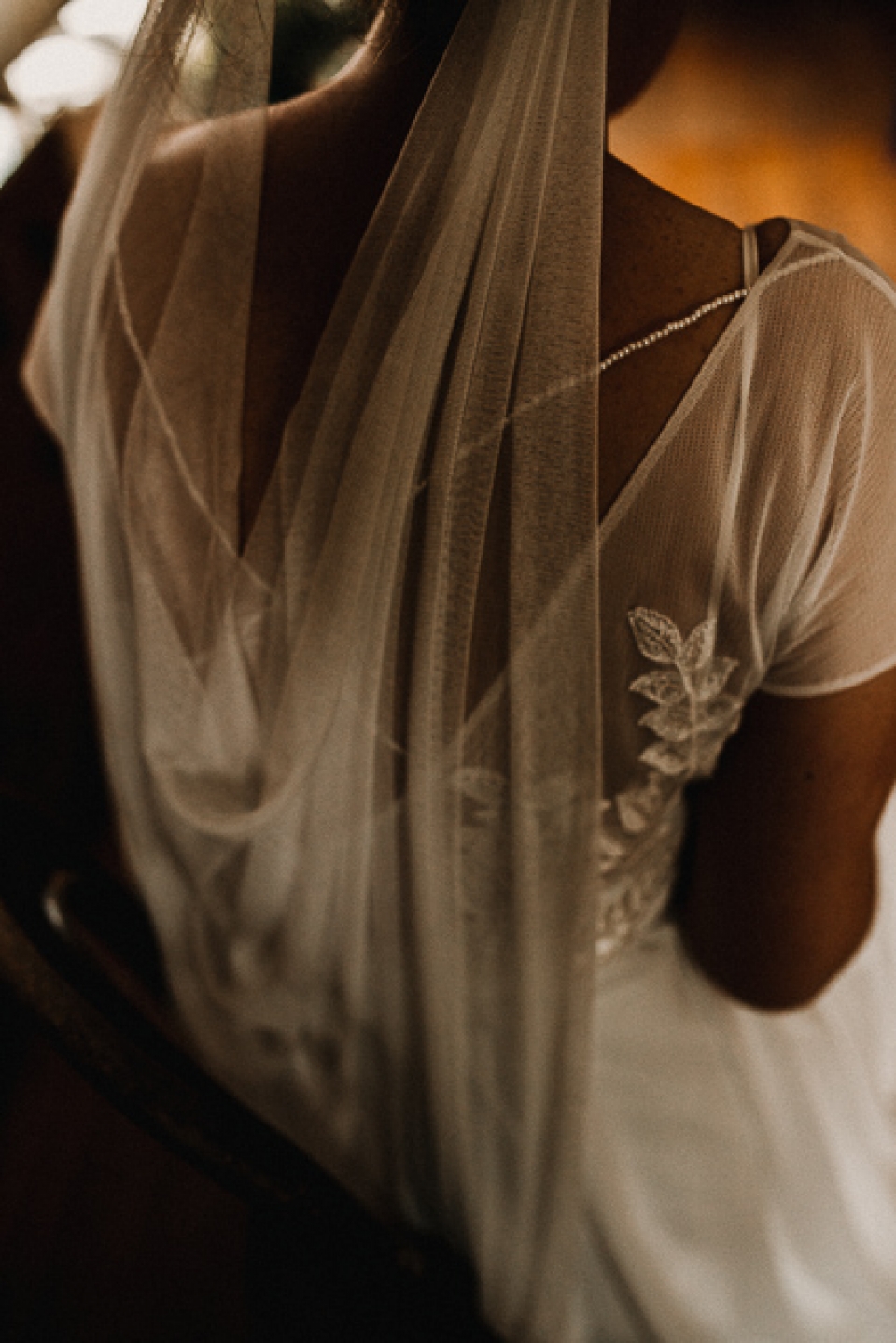 details of the back of brides dress