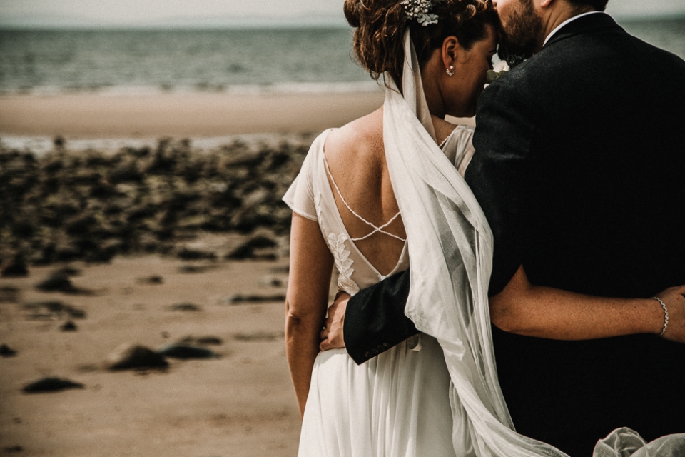 bride and groom portraits near harlech beach