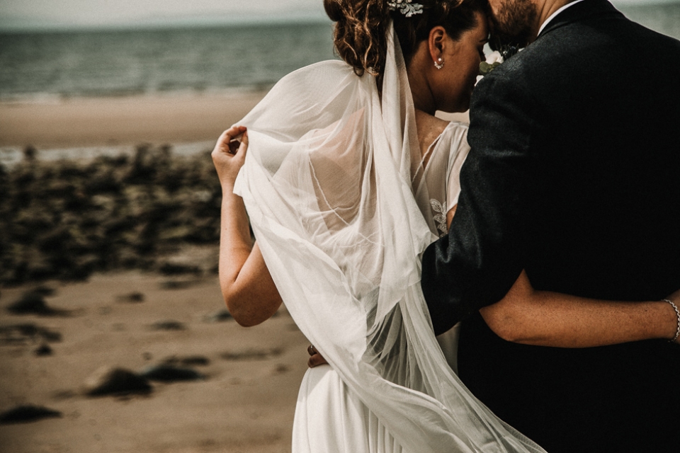 bride and groom creative portraits on wedding day 