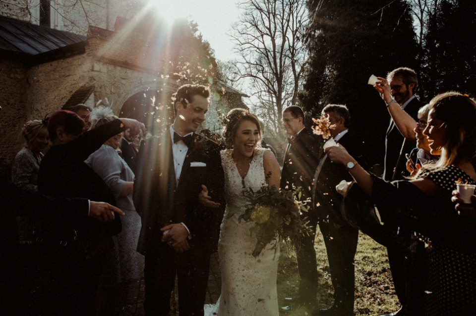 confetti at london chapel wedding