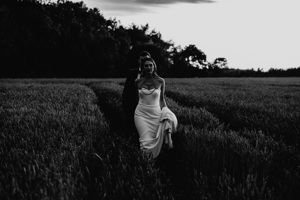 black and white wedding portraits in cripps stone barn 