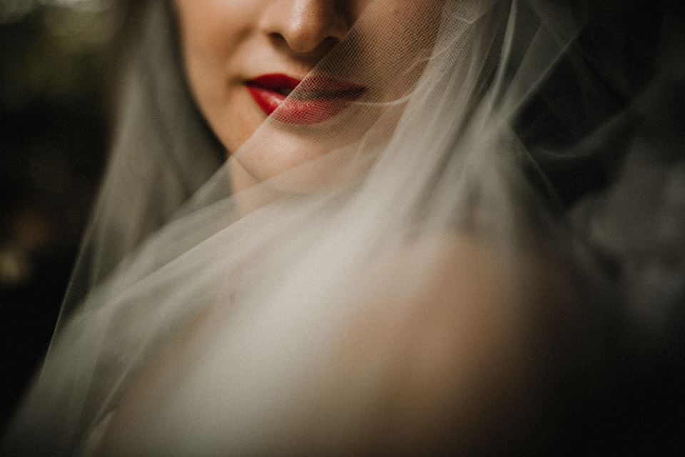 close up freelensed portrait of bride and room in the walled garden