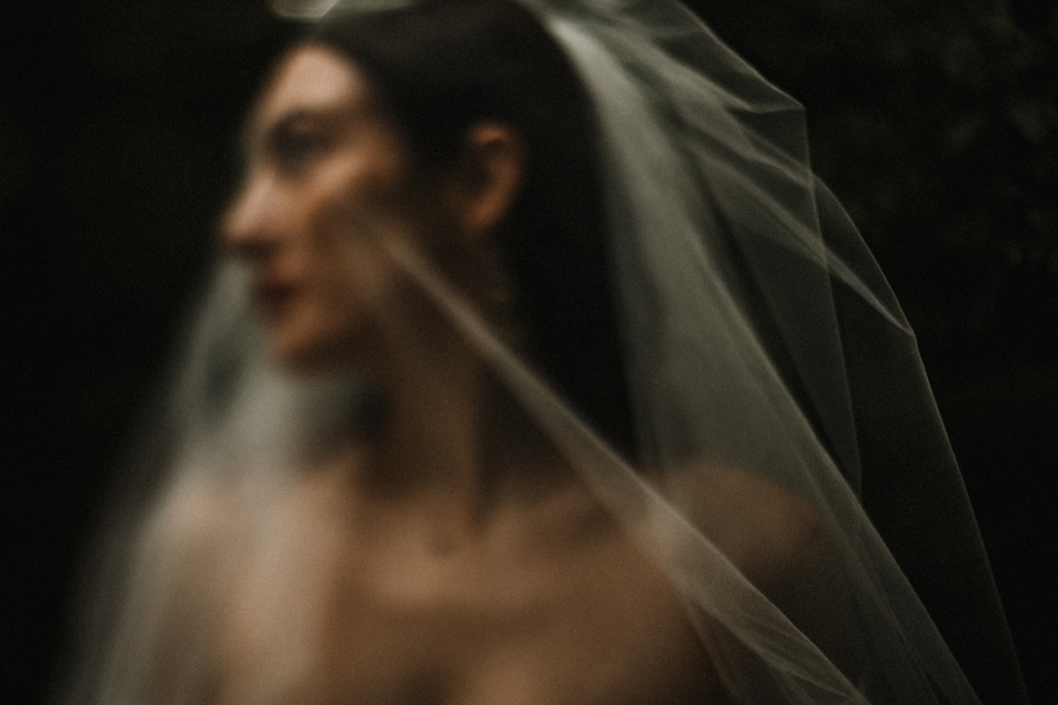 creative bridal portrait with motion blur