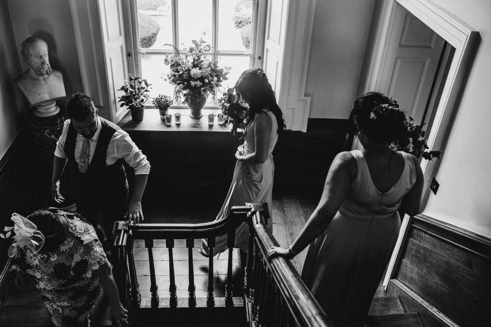 bridesmaids walking to the aisle