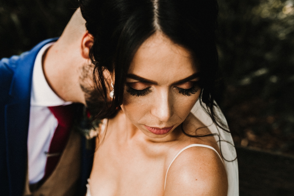 bride and groom having a kiss on their wedding day