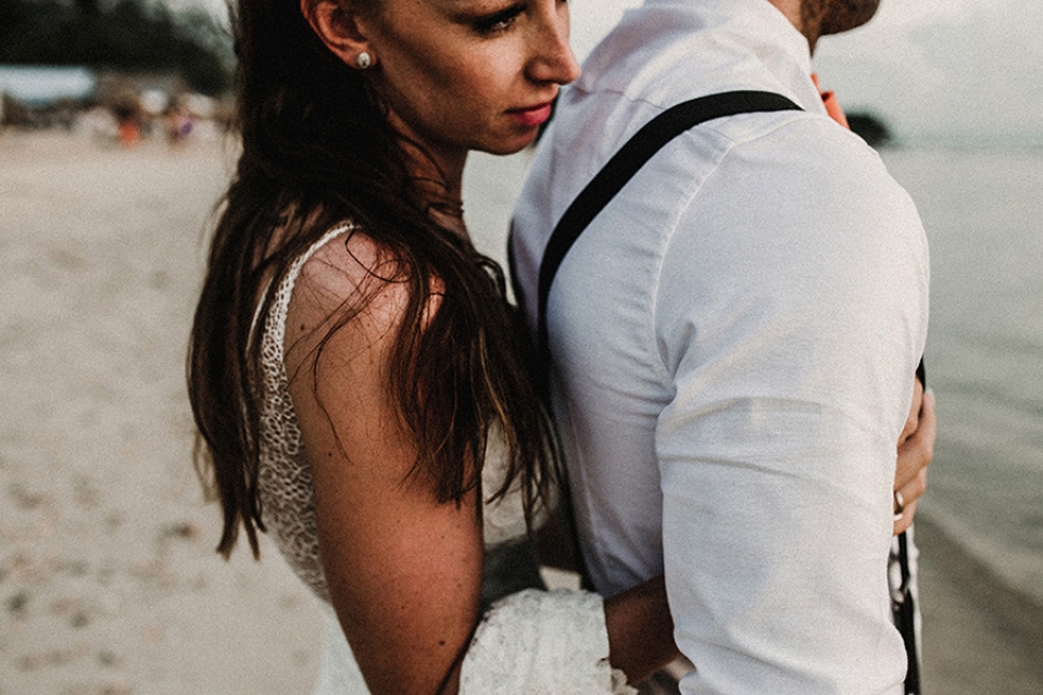 bride and groom cuddling- wedding photography