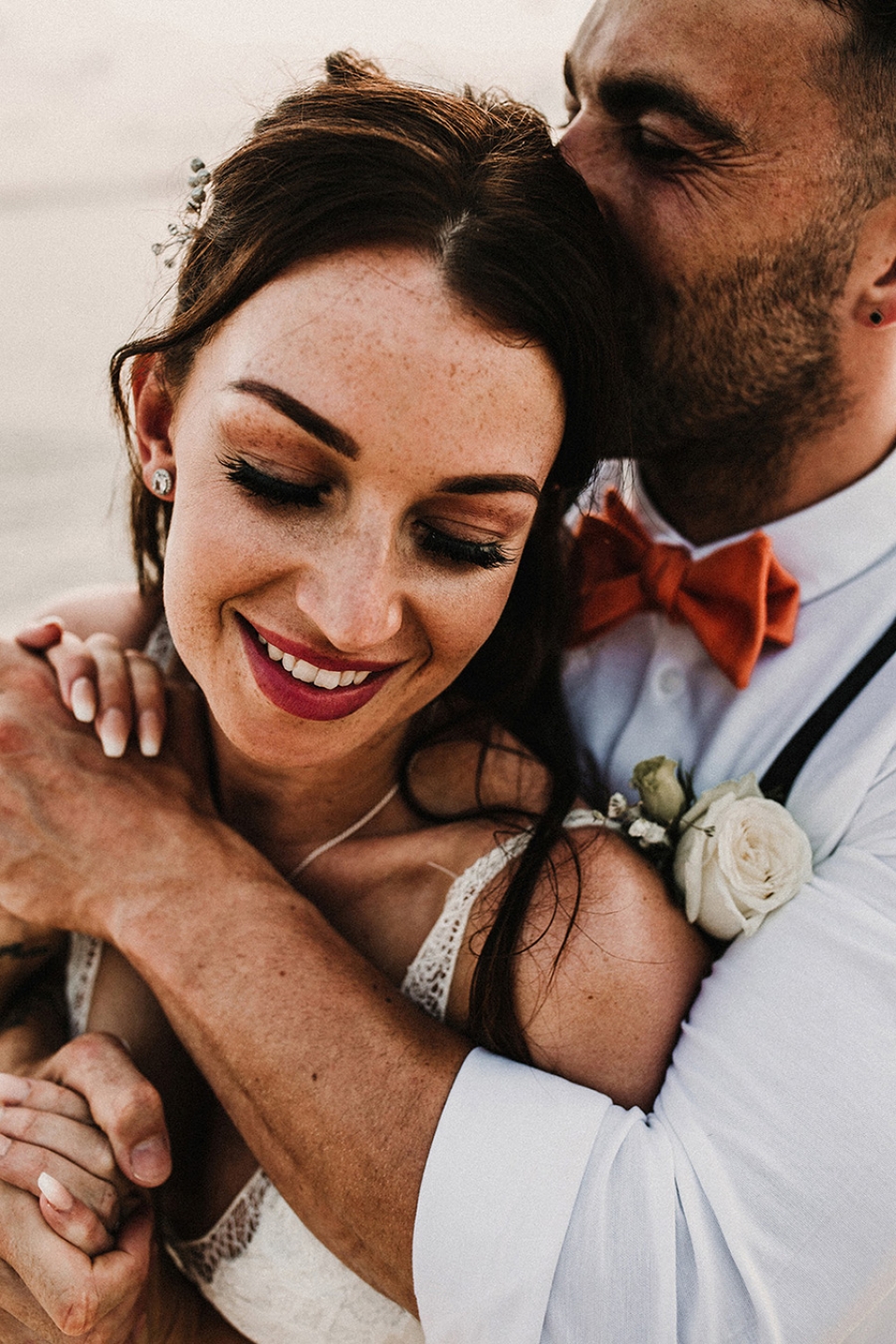 close up of husband wife thailand wedding photography