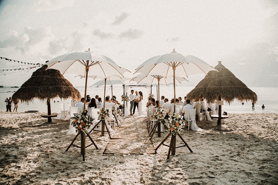 ceremony at sunset in thailand