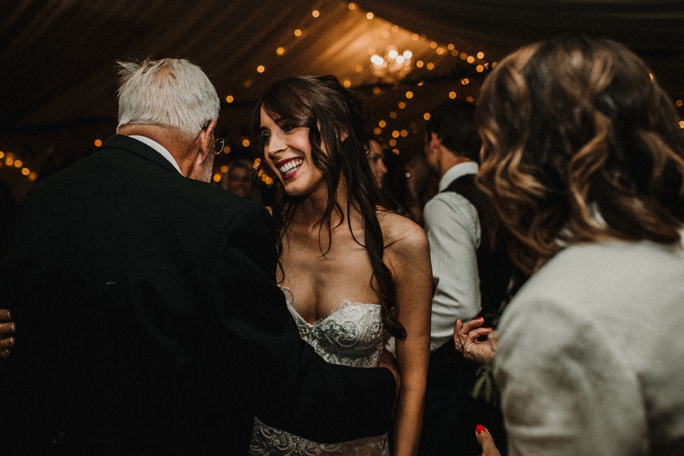 Bride and grandfather on wedding day.