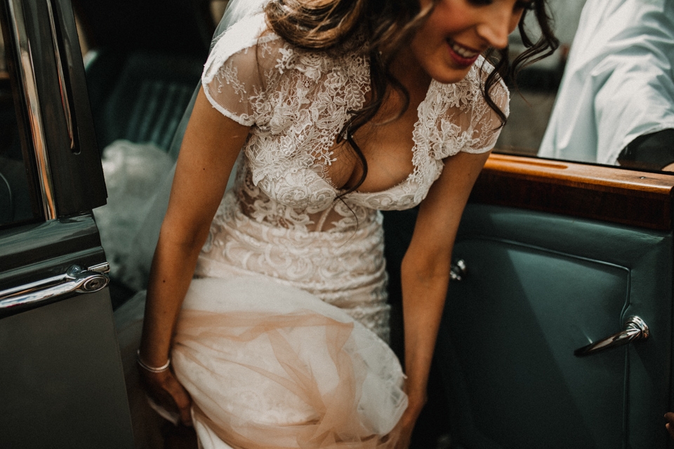 bride getting you too the bentley at faversham chapel