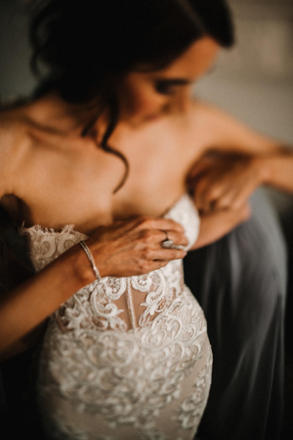 bride getting ready during bridal preparation 