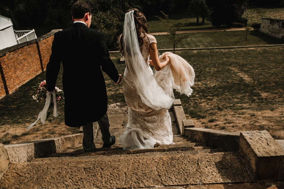 walking couple in the garden