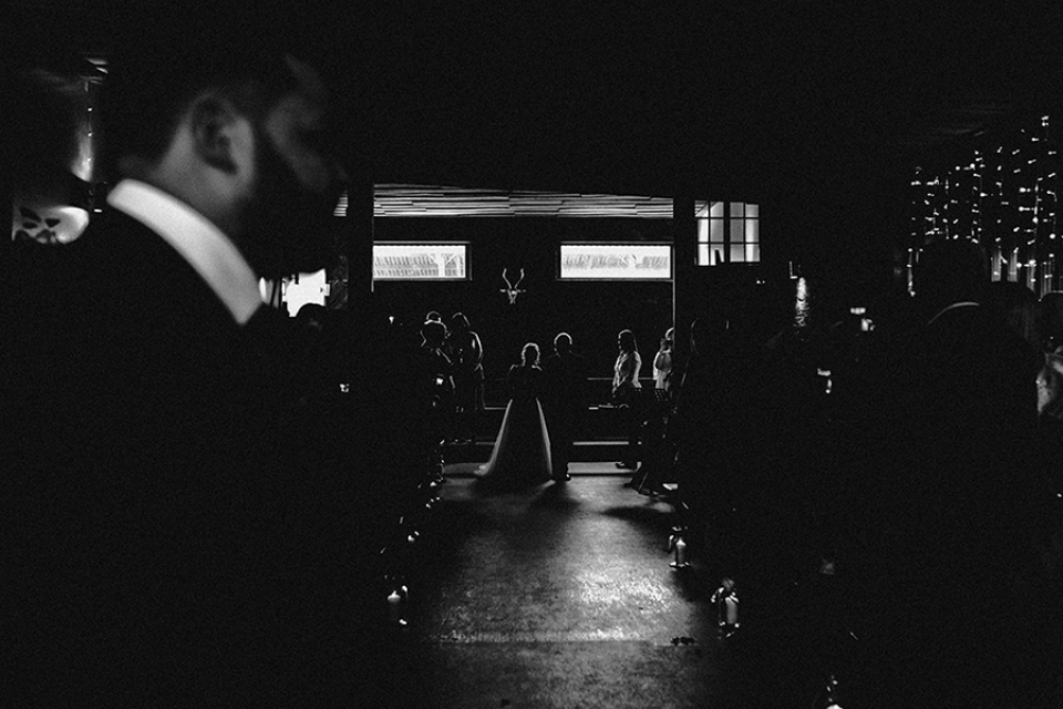 bride and father of bride at the wedding aisle