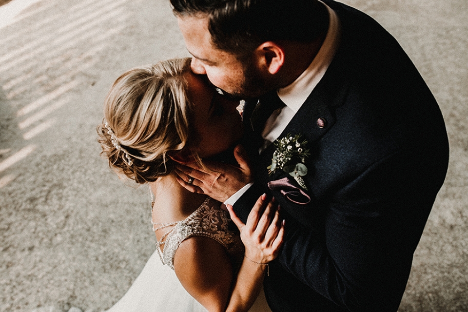 Owen house Barn Wedding portrait of bride and groom