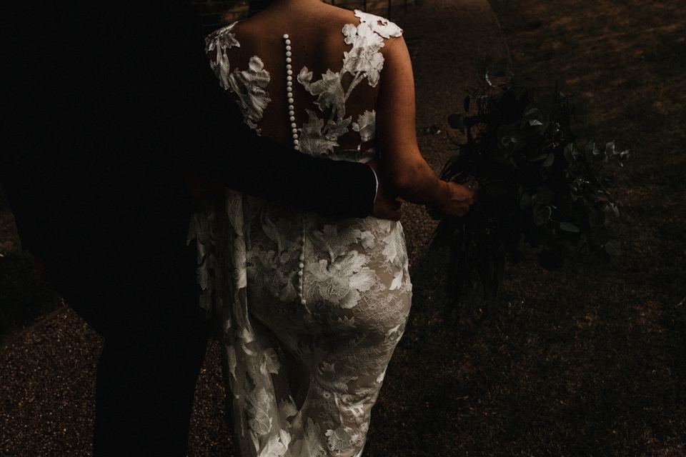 beautiful details on pronovias wedding dress